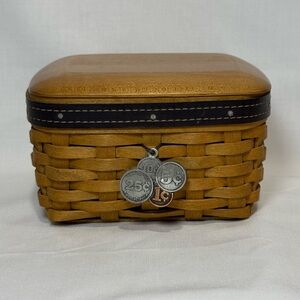 Longaberger 2003 Father's Day Pocket Change Basket, Protector, Lid, Tie-On